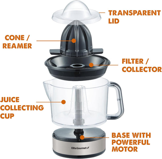 Elite Gourmet 24oz Electric Citrus Juicer, BPA-Free